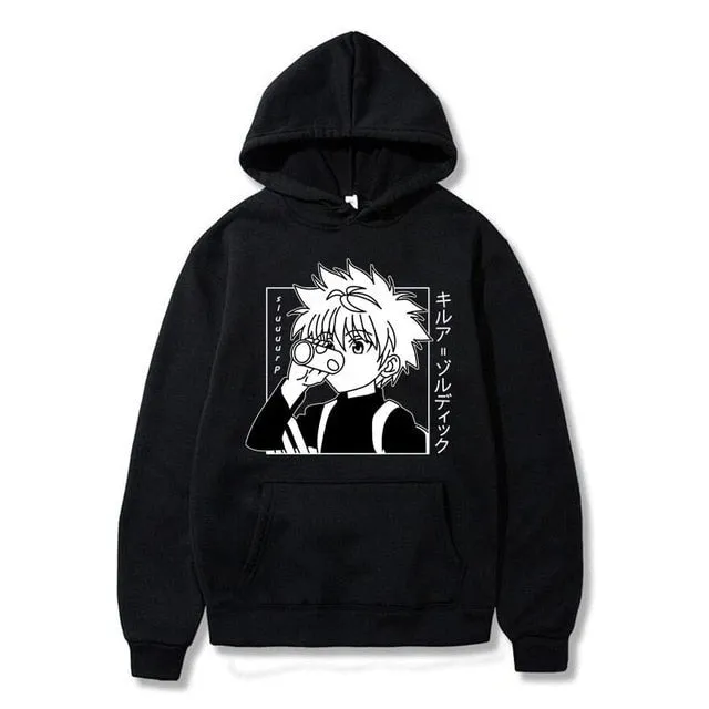 Japanese Anime Funny Killua Eyes Killua HxH Hoodies 2020 Winter Japan Style Hunter X Hunter Sweatshirts Streetwear for Women/men