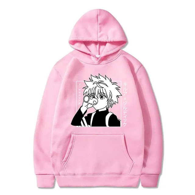 Japanese Anime Funny Killua Eyes Killua HxH Hoodies 2020 Winter Japan Style Hunter X Hunter Sweatshirts Streetwear for Women/men