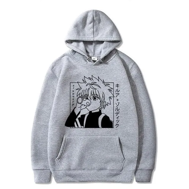 Japanese Anime Funny Killua Eyes Killua HxH Hoodies 2020 Winter Japan Style Hunter X Hunter Sweatshirts Streetwear for Women/men