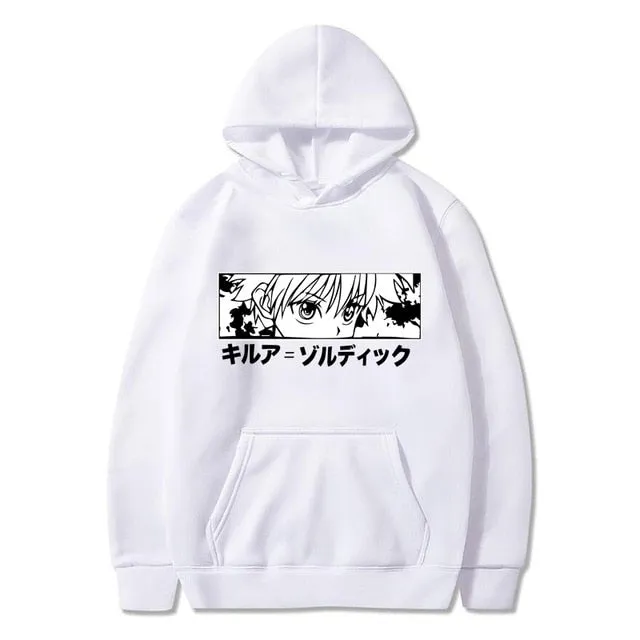 Japanese Anime Funny Killua Eyes Killua HxH Hoodies 2020 Winter Japan Style Hunter X Hunter Sweatshirts Streetwear for Women/men