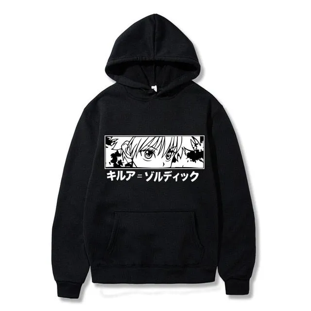 Japanese Anime Funny Killua Eyes Killua HxH Hoodies 2020 Winter Japan Style Hunter X Hunter Sweatshirts Streetwear for Women/men