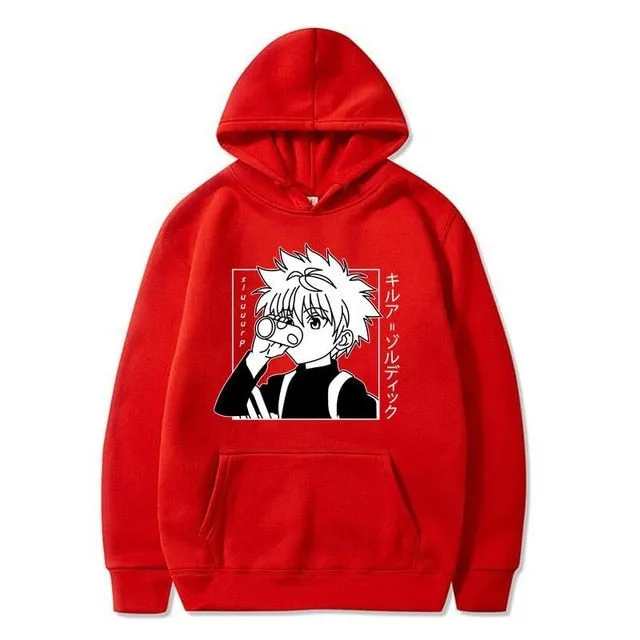 Japanese Anime Funny Killua Eyes Killua HxH Hoodies 2020 Winter Japan Style Hunter X Hunter Sweatshirts Streetwear for Women/men