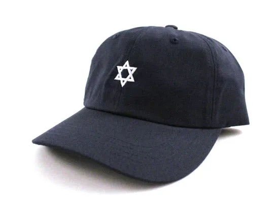 Jewish Star of David Unconstructed Baseball Adjustable Dad Hat (Navy)