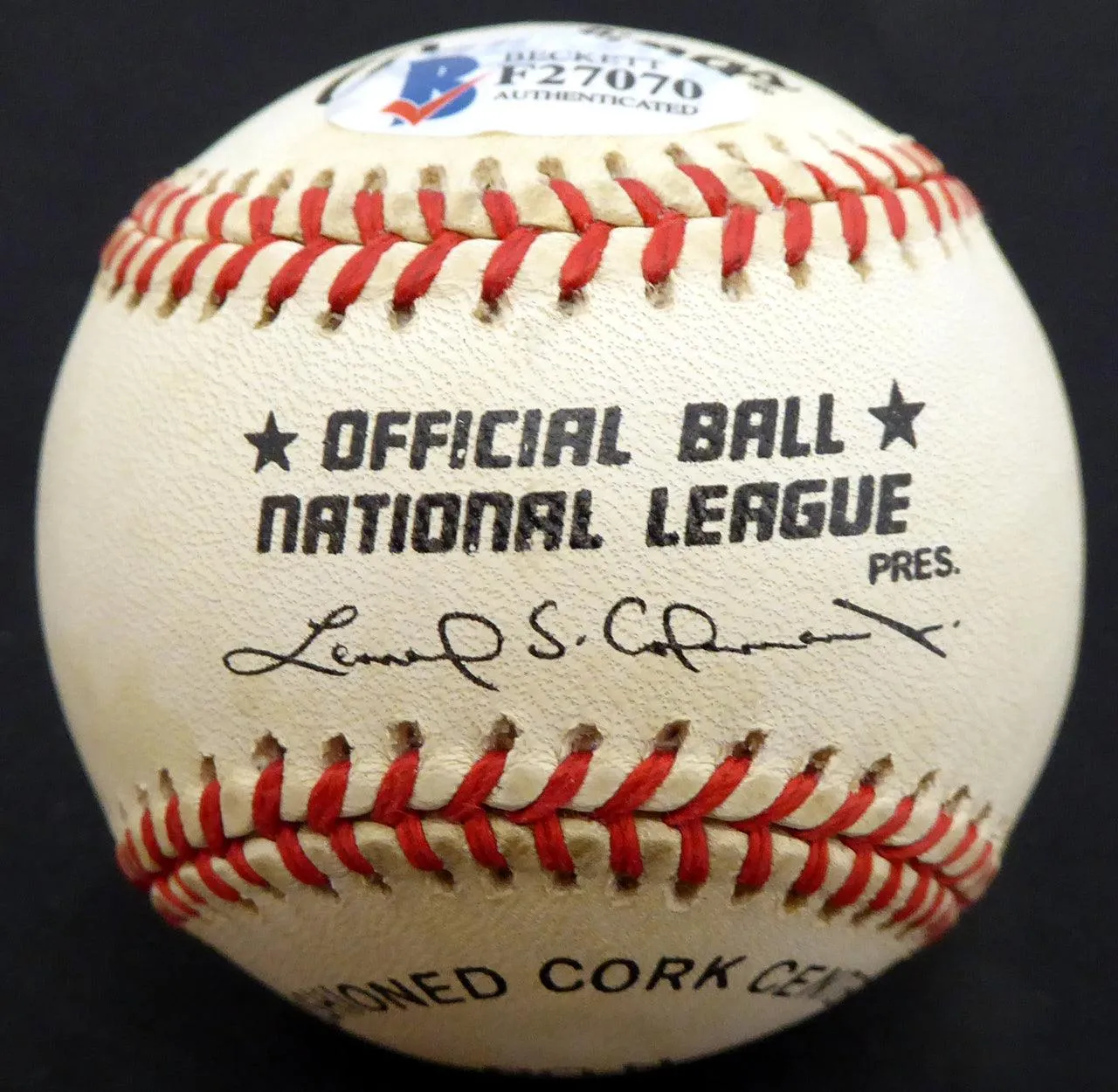 Larry Milbourne Autographed Official NL Baseball New York Yankees, Seattle Mariners Beckett BAS #F27070