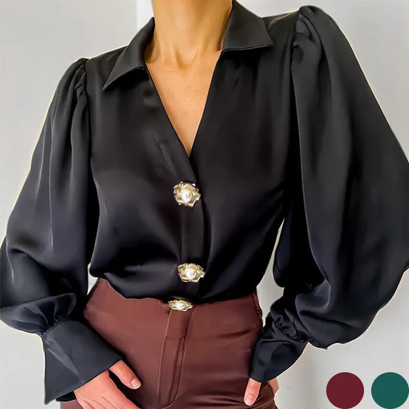 Loose Lantern Sleeve Formal Blouse - Culture Heaven Special