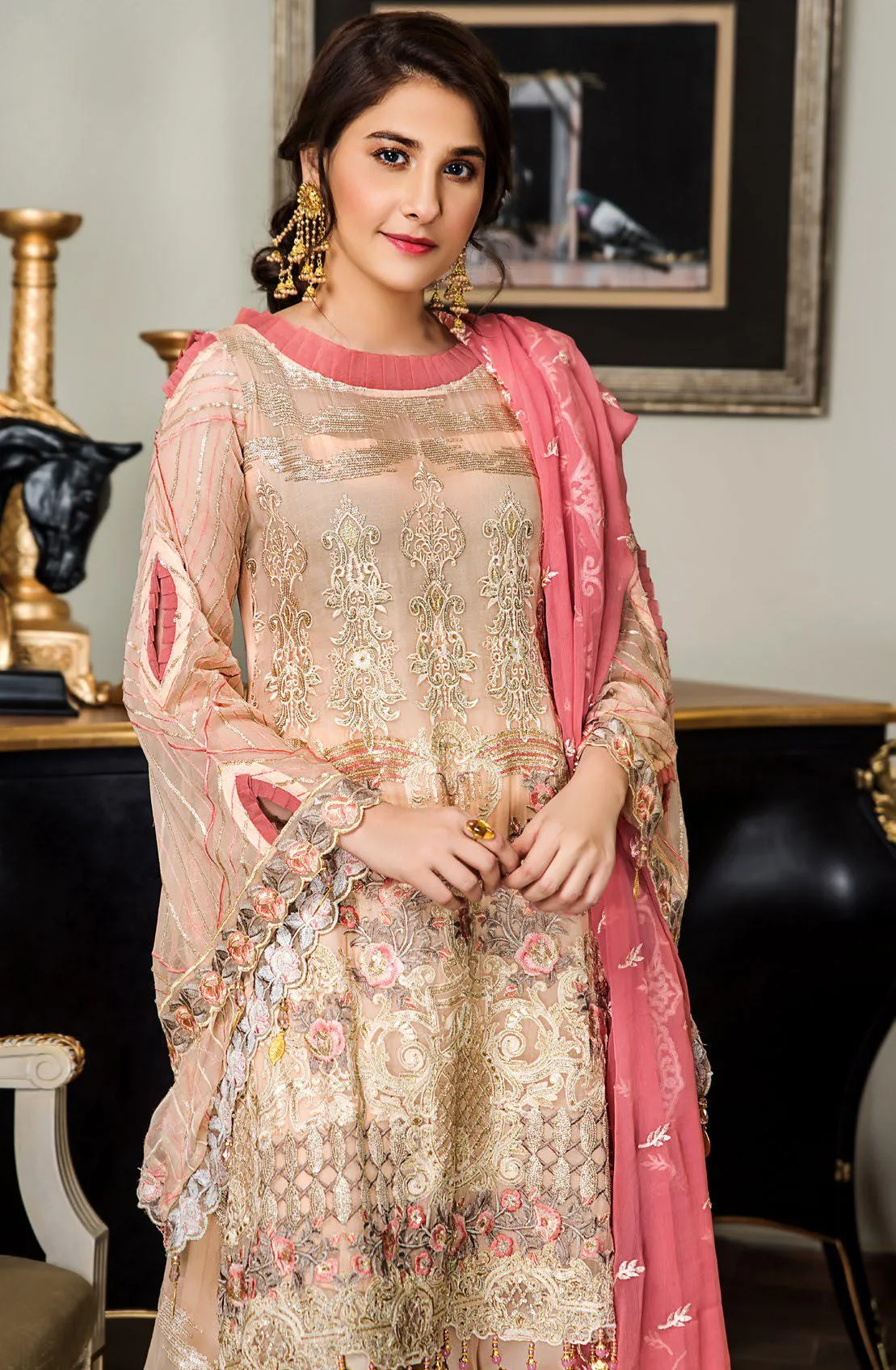 Maryam's Gold Luxury Embroidered Chiffon Collection Vol 5 – MG-59