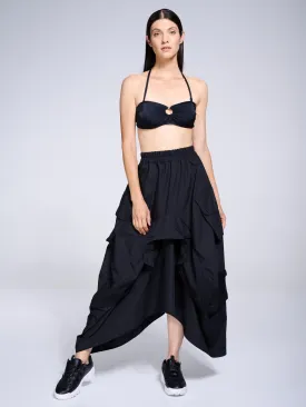 Maxi Skirt With Drapings In Black