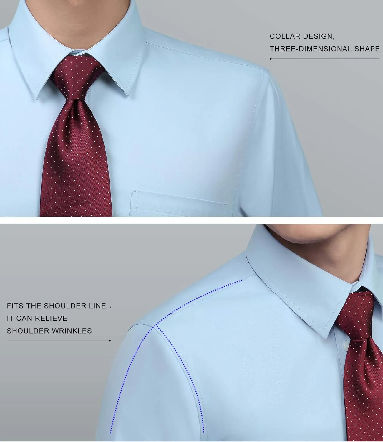 Men's Light Blue Dress Shirt with Pocket - LIGHT BLUE