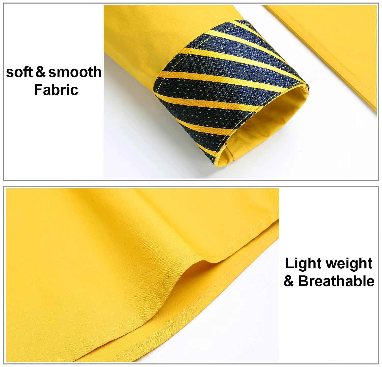 Men's Patchwork Dress Shirt with Pocket - YELOW/STRIPED