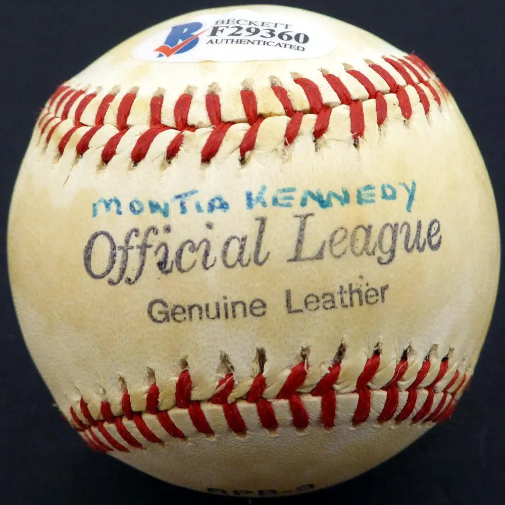 Monte "Monty" Kennedy Autographed Official OL Baseball New York Giants Beckett BAS #F29360