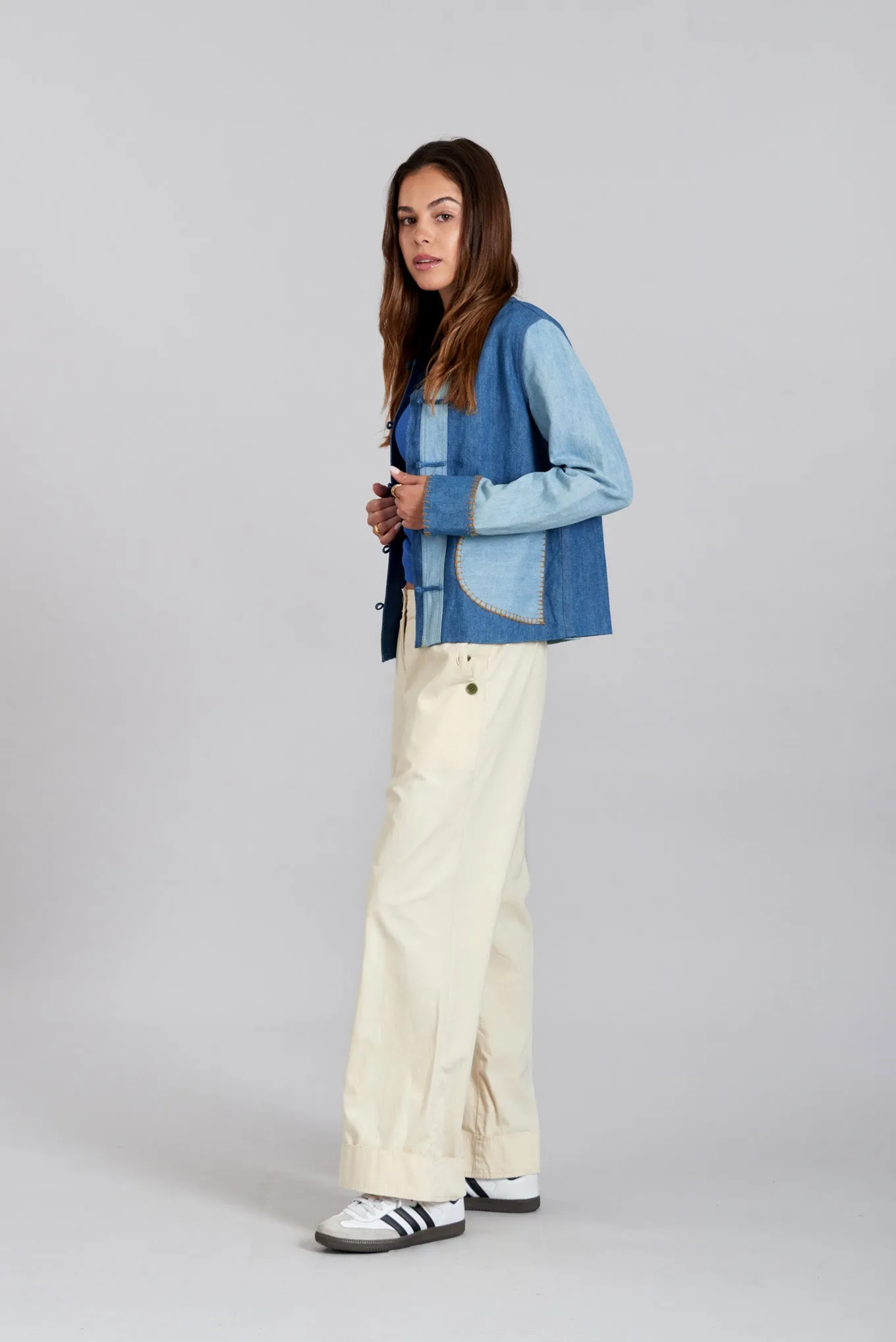 NELLY - Organic Cotton Linen patchwork jacket