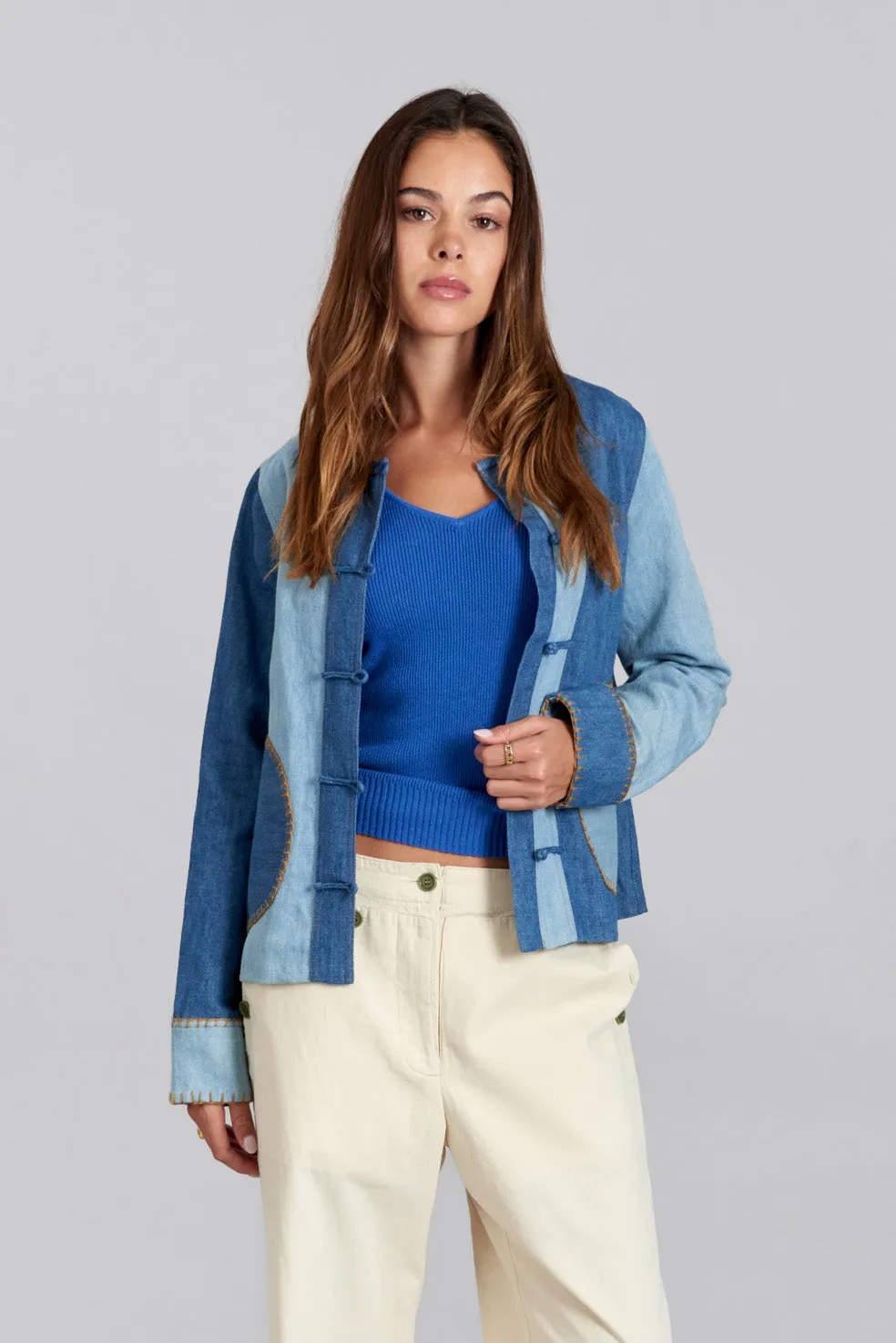 NELLY - Organic Cotton Linen patchwork jacket