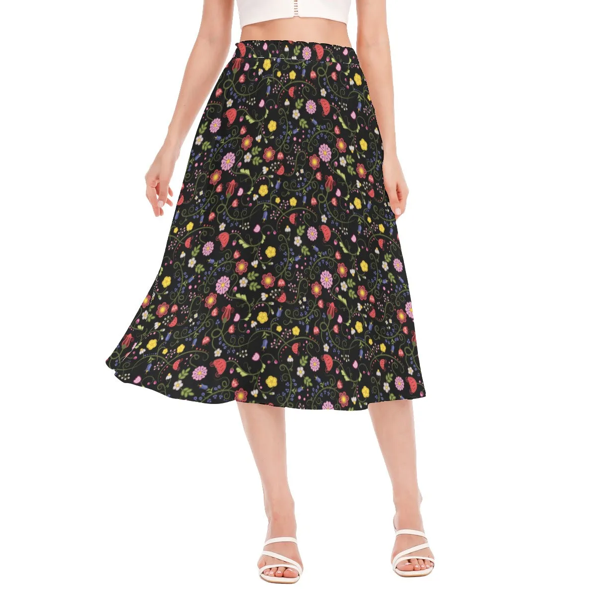 Nipin Blossom Midnight Women's Long Section Chiffon Skirt