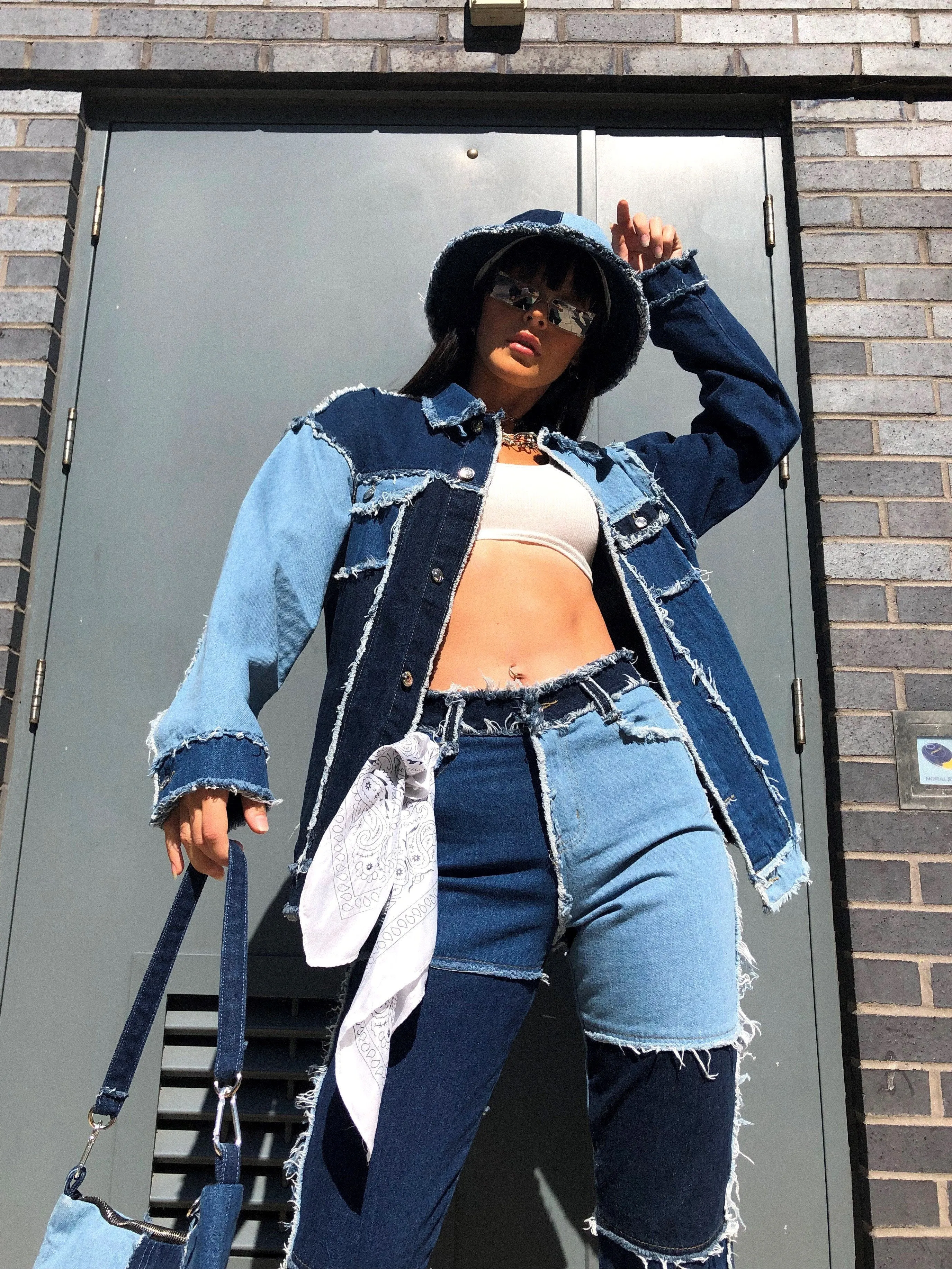 Oversized Patchwork Denim Jacket