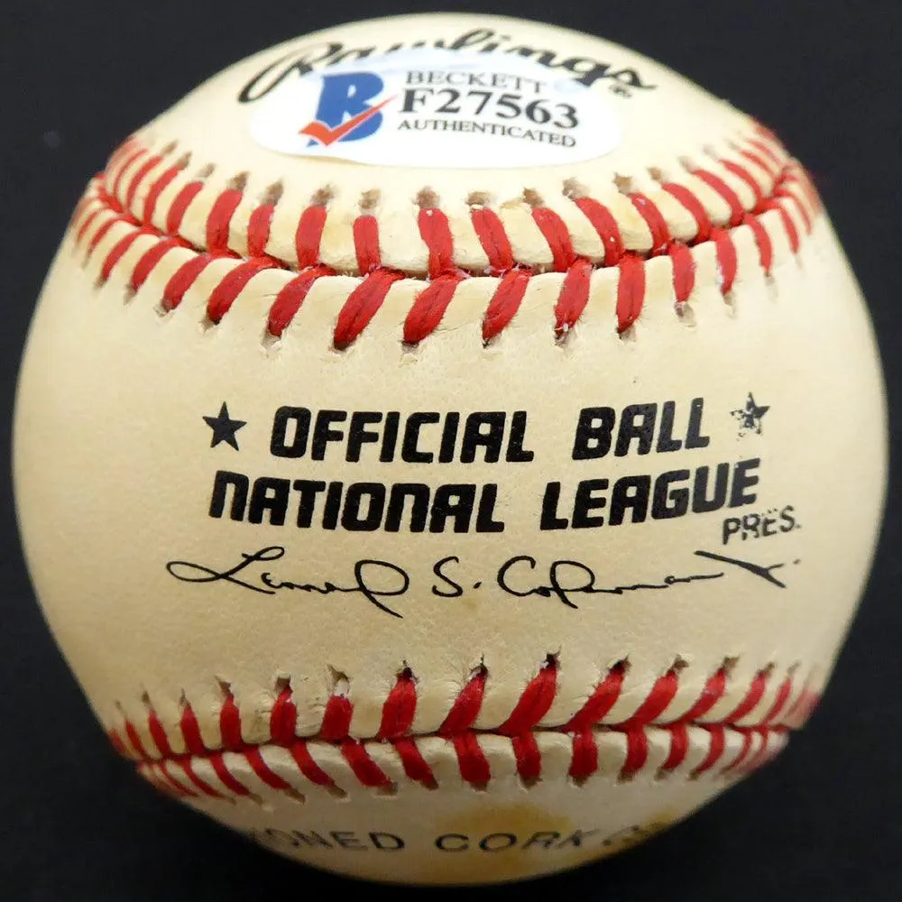 Paul Smith Autographed Official NL Baseball Pittsburgh Pirates, Chicago Cubs Beckett BAS #F27563