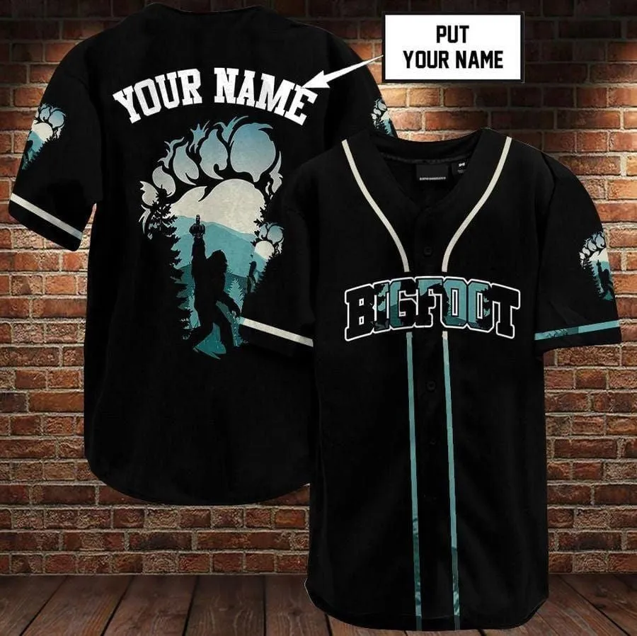 Personalized Bigfoot Forest Baseball Jersey Shirt, Bigfoot Clothing 3D Shirt