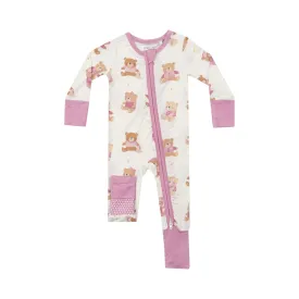 Pink Teddy Bears Two-Way Zipper Romper by Angel Dear