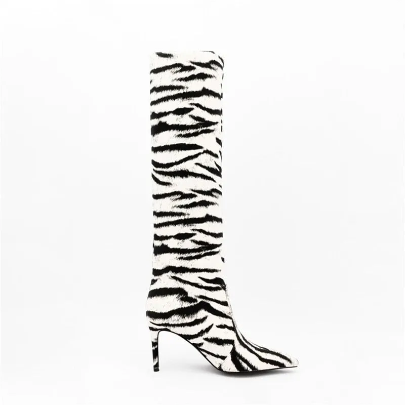 Pre Order:  Zebra Print 9cm Slip-on Boots