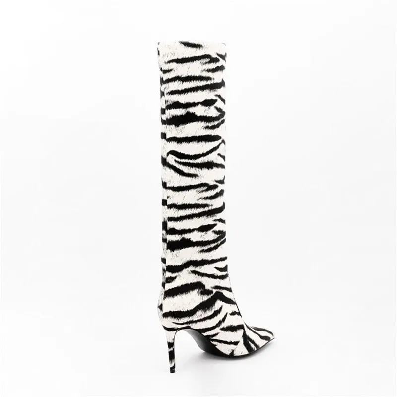 Pre Order:  Zebra Print 9cm Slip-on Boots