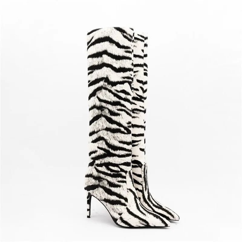 Pre Order:  Zebra Print 9cm Slip-on Boots