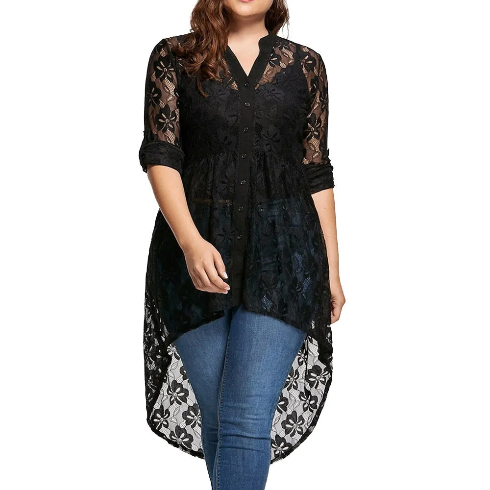 "Betty" Lace High Low Shirt