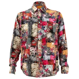 Regular Fit Long Sleeve Shirt - Autumn Patchwork - Red