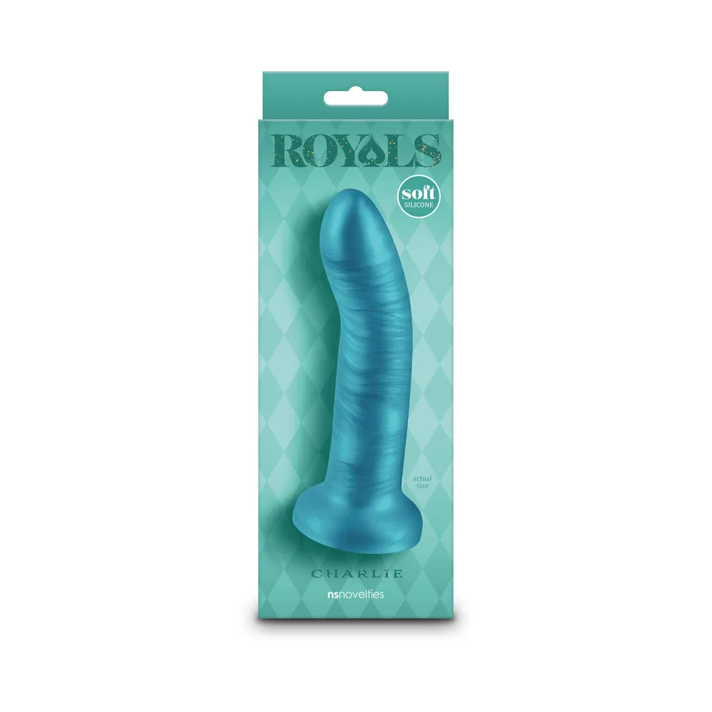 Royals Charlie 6 in. Metallic Curved Dildo Teal