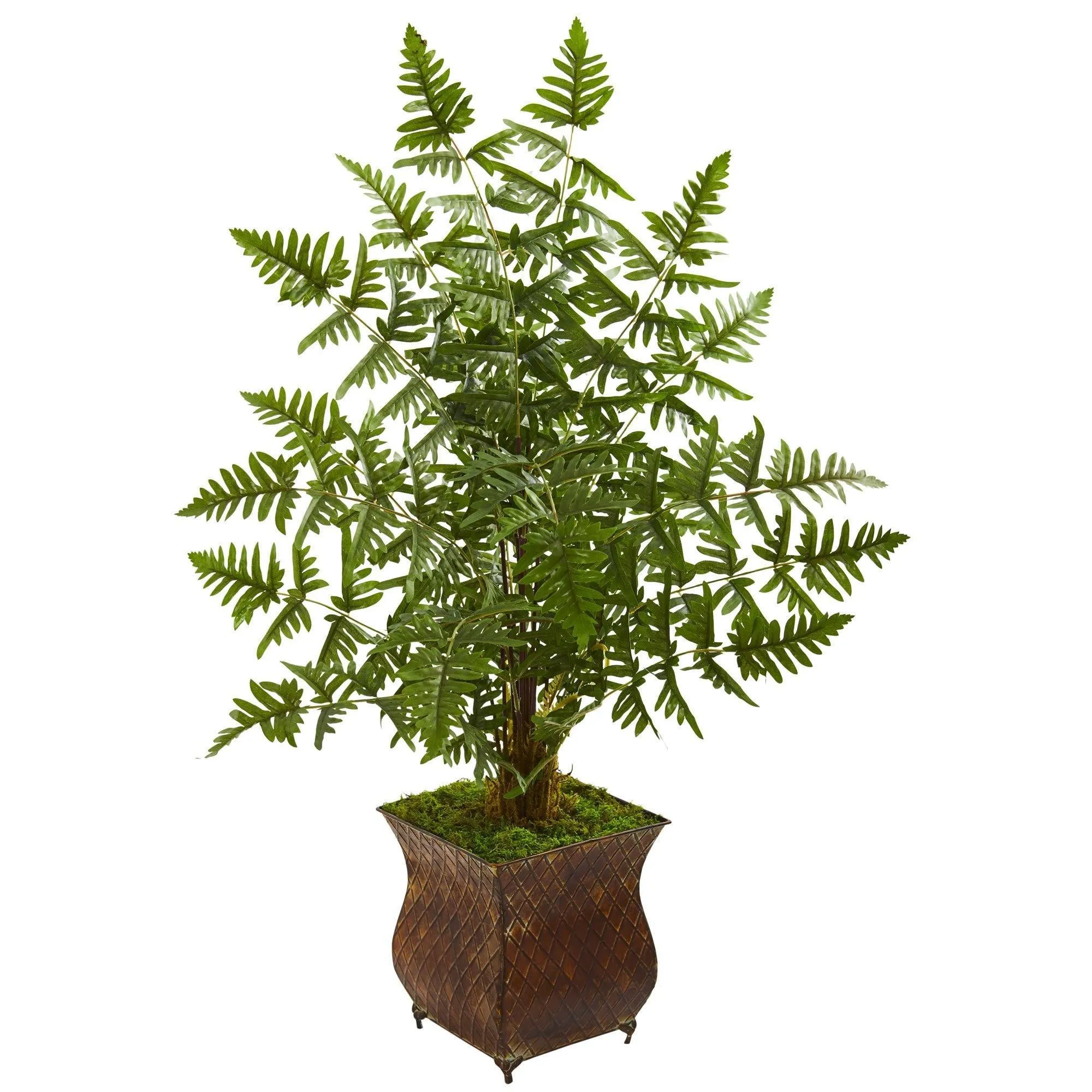 Ruffle Fern Artificial Palm Tree in Metal Planter