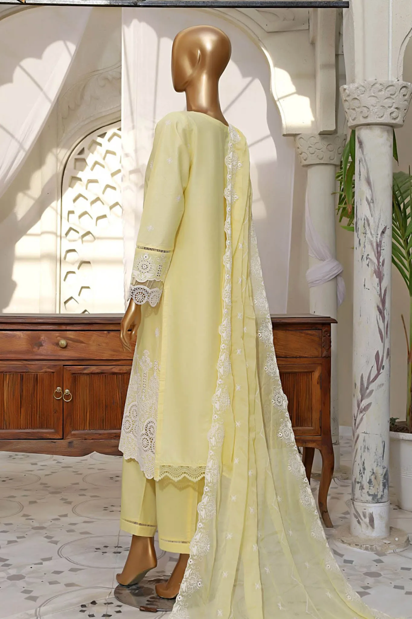 Sada Bahar Stitched 3 Piece Emb Chikankari Lawn Collection'2024-CKC-04-Yellow