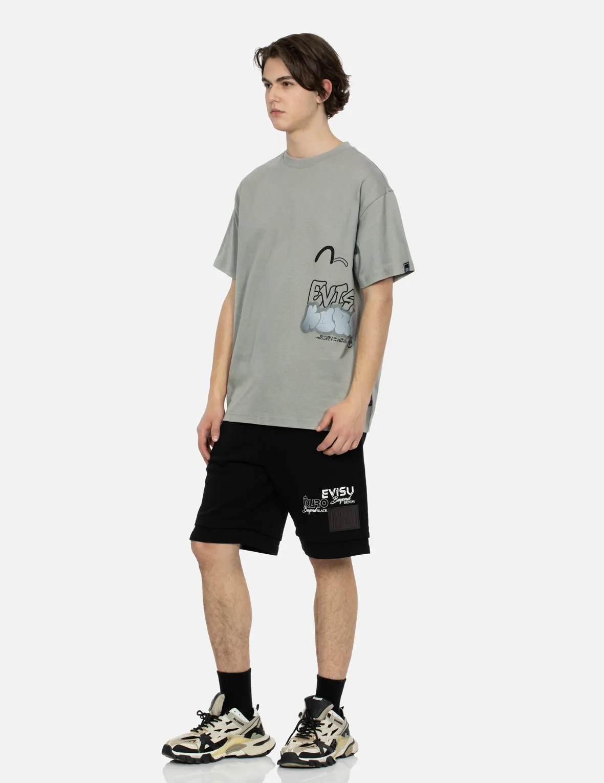 Seagull and Graffiti Logo Print Relax Fit T-Shirt