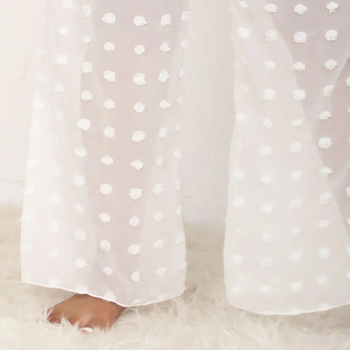 Sheer Polka Dot Wide Pants