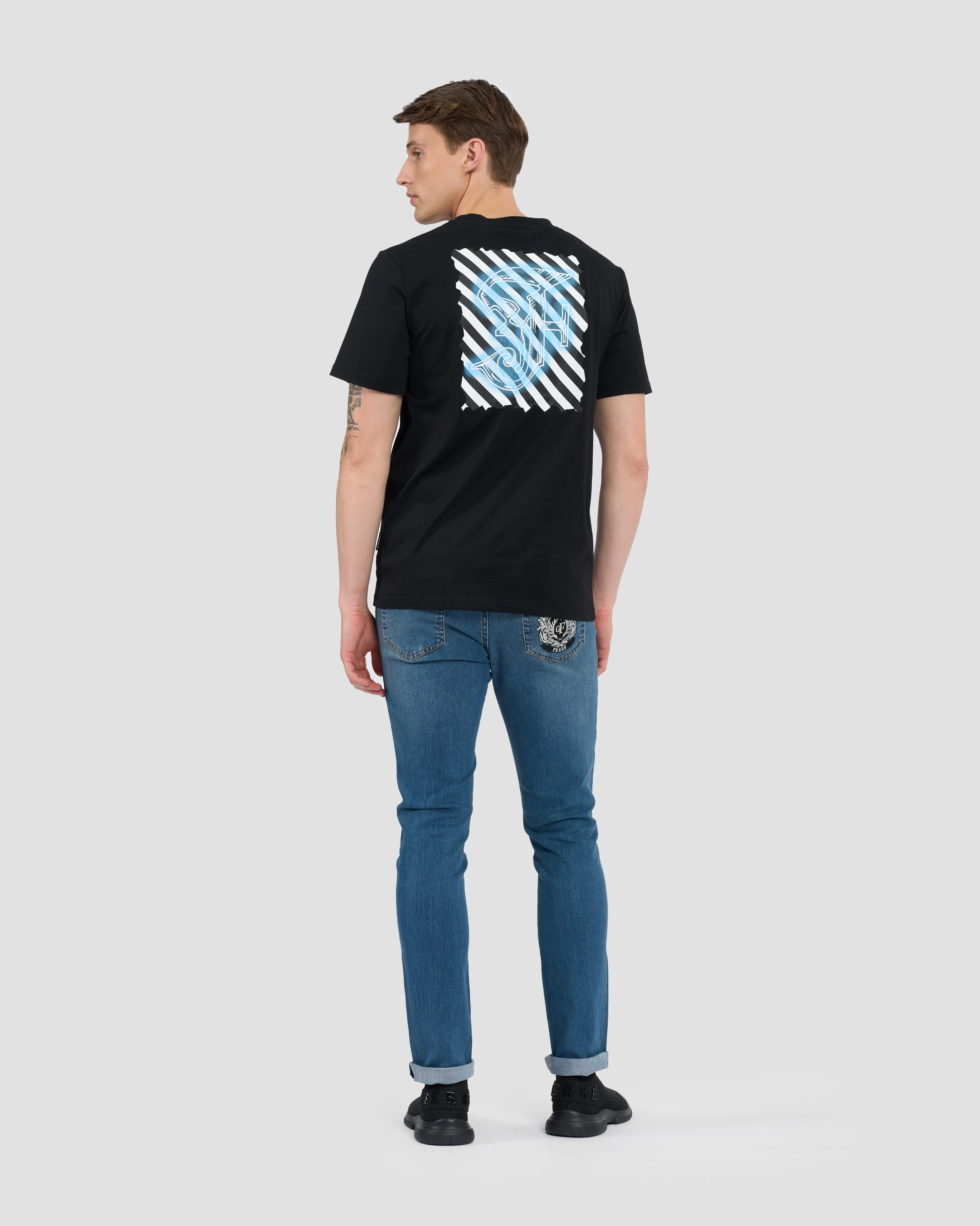 Striped Graffiti Print T-Shirt