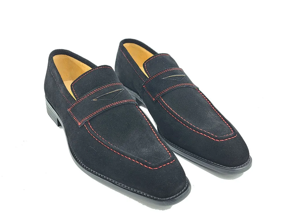 Suede Penny Loafer contrast stitching