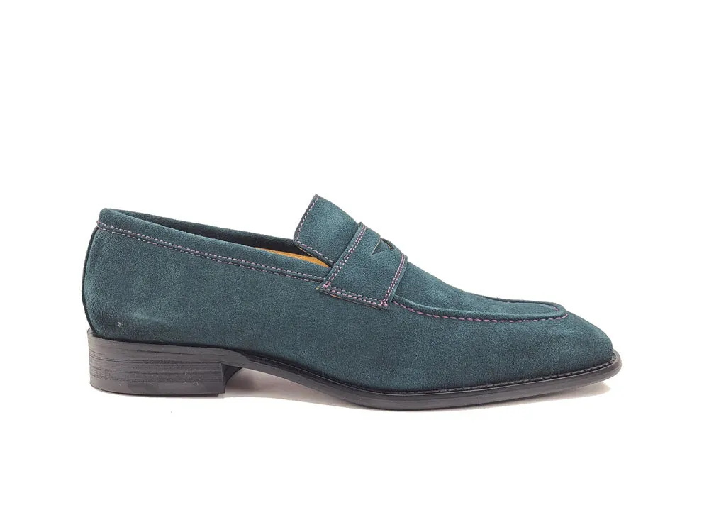 Suede Penny Loafer contrast stitching