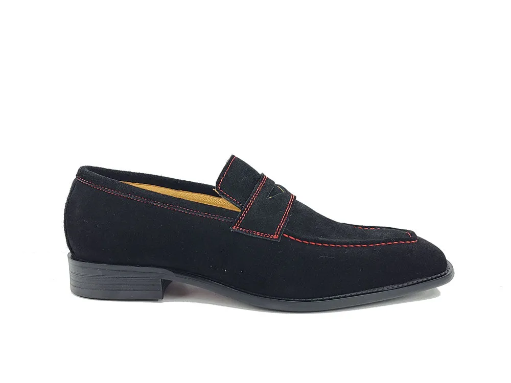 Suede Penny Loafer contrast stitching