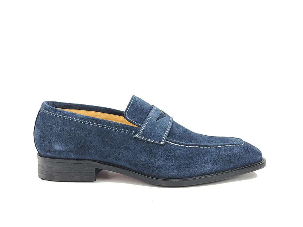 Suede Penny Loafer contrast stitching