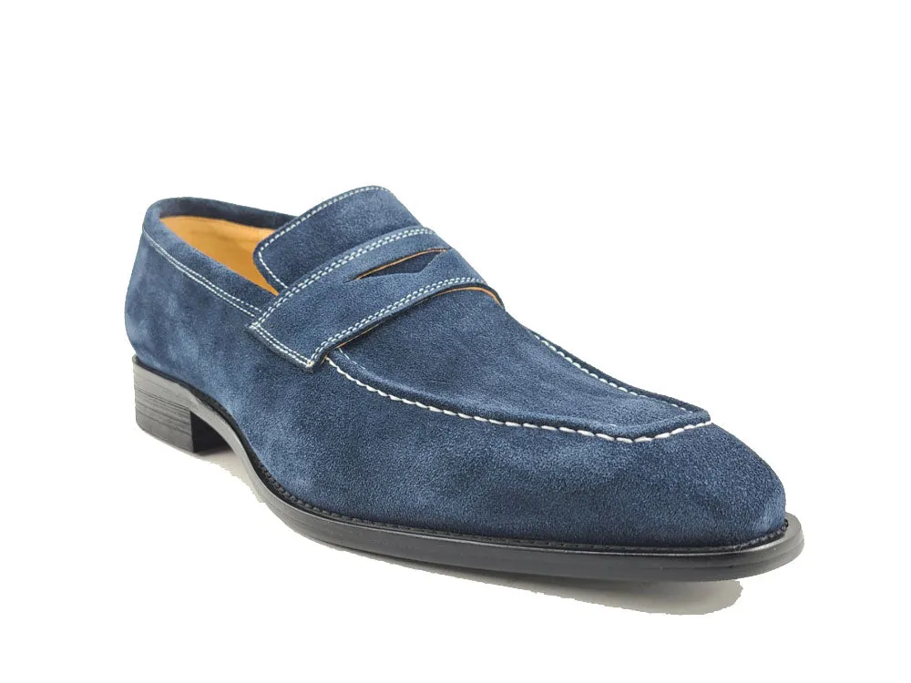 Suede Penny Loafer contrast stitching