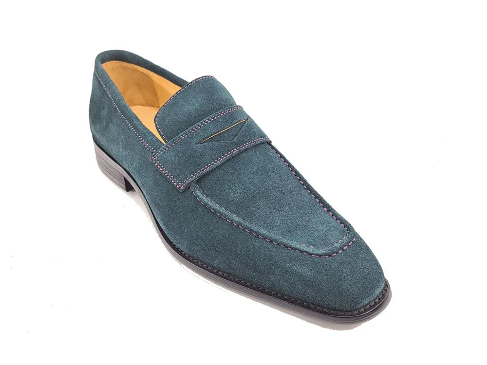 Suede Penny Loafer contrast stitching