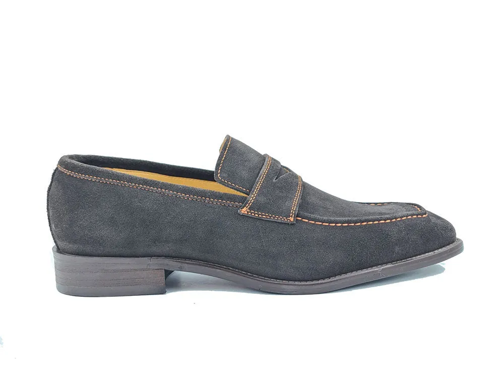 Suede Penny Loafer contrast stitching