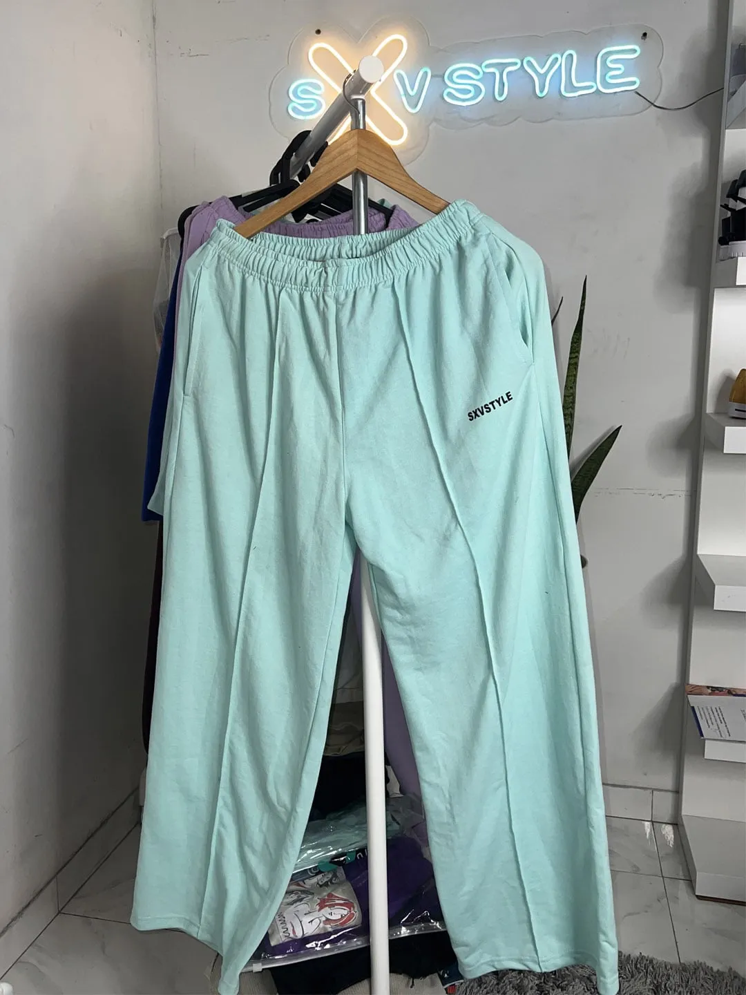 SXV Basic CO-ORDS set : Mintgreen Oversized T-shirt And Trouser Combo