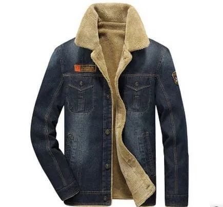 Thick Warm Winter Denim Jacket For Men