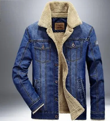 Thick Warm Winter Denim Jacket For Men