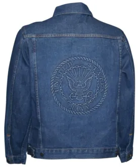 US Navy Crest Denim Embossed Jacket