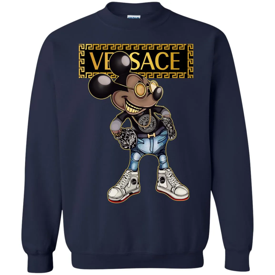 Versace Mickey Mouse Cartoon T-shirt Crewneck Pullover Sweatshirt