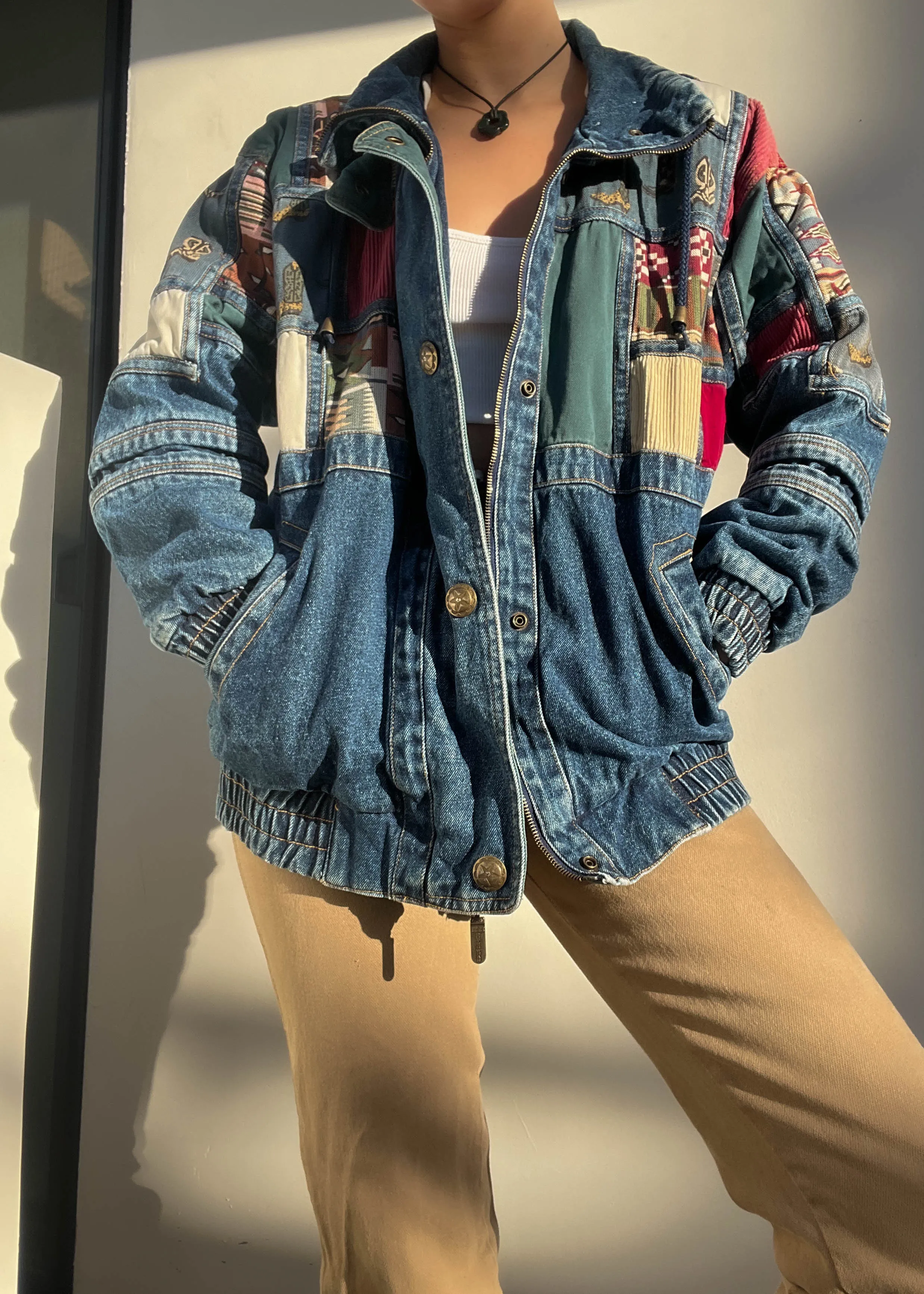 Vintage Patchwork Denim Jacket (S)