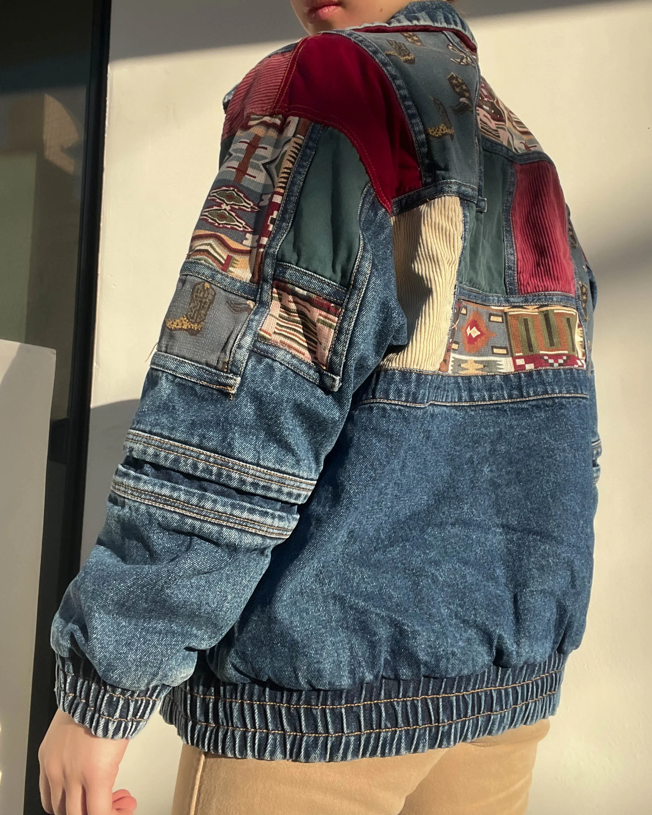 Vintage Patchwork Denim Jacket (S)