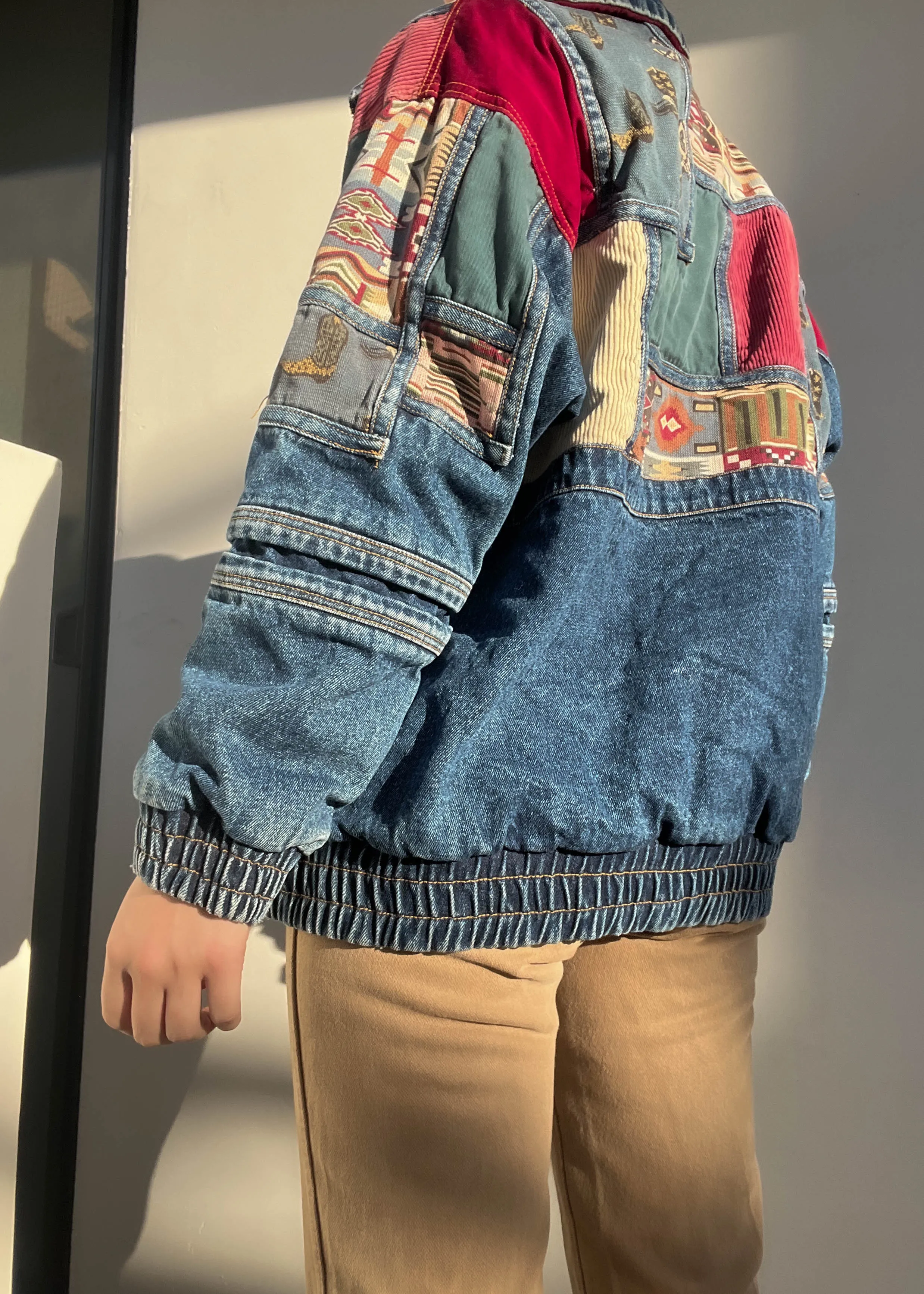 Vintage Patchwork Denim Jacket (S)