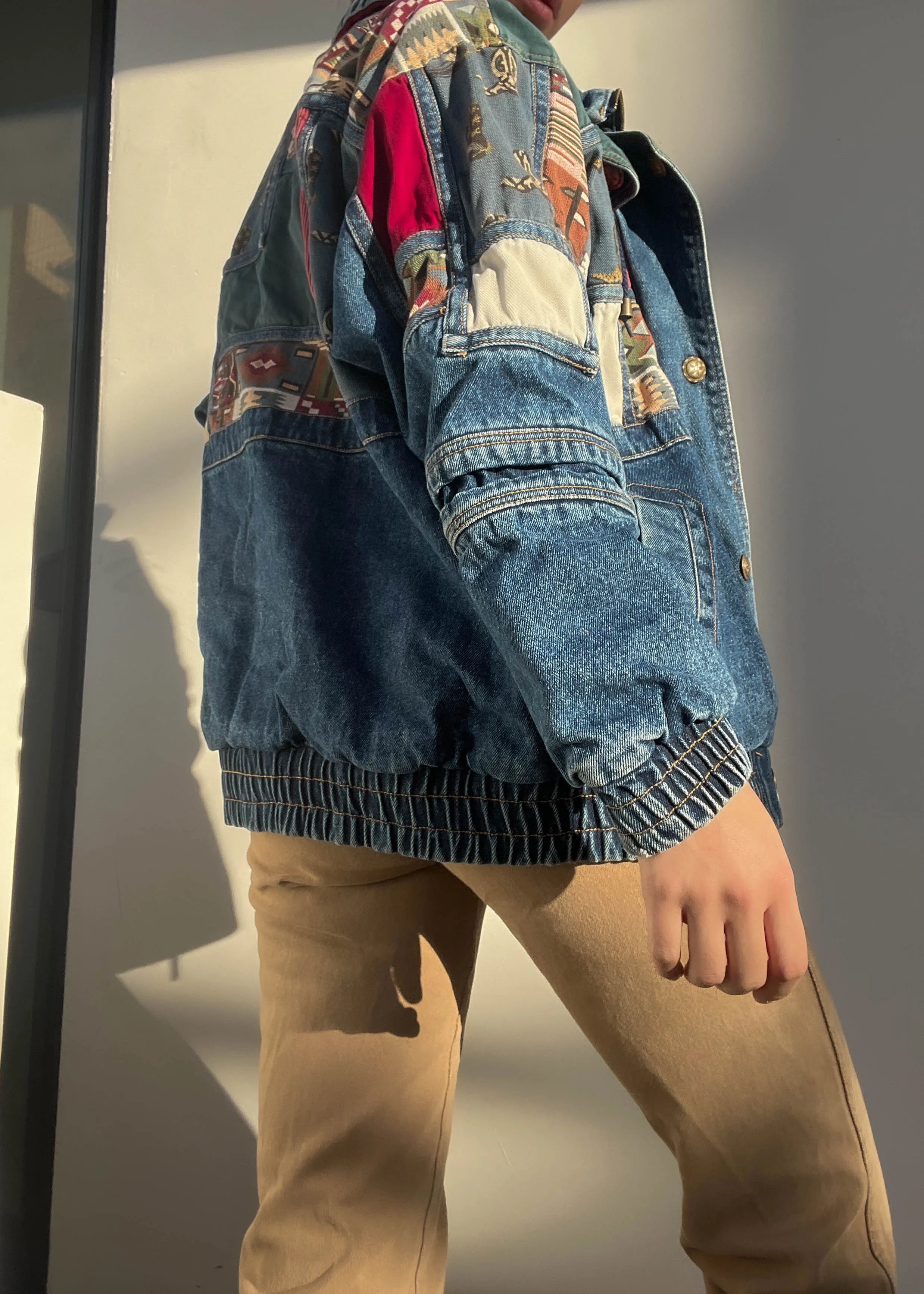 Vintage Patchwork Denim Jacket (S)