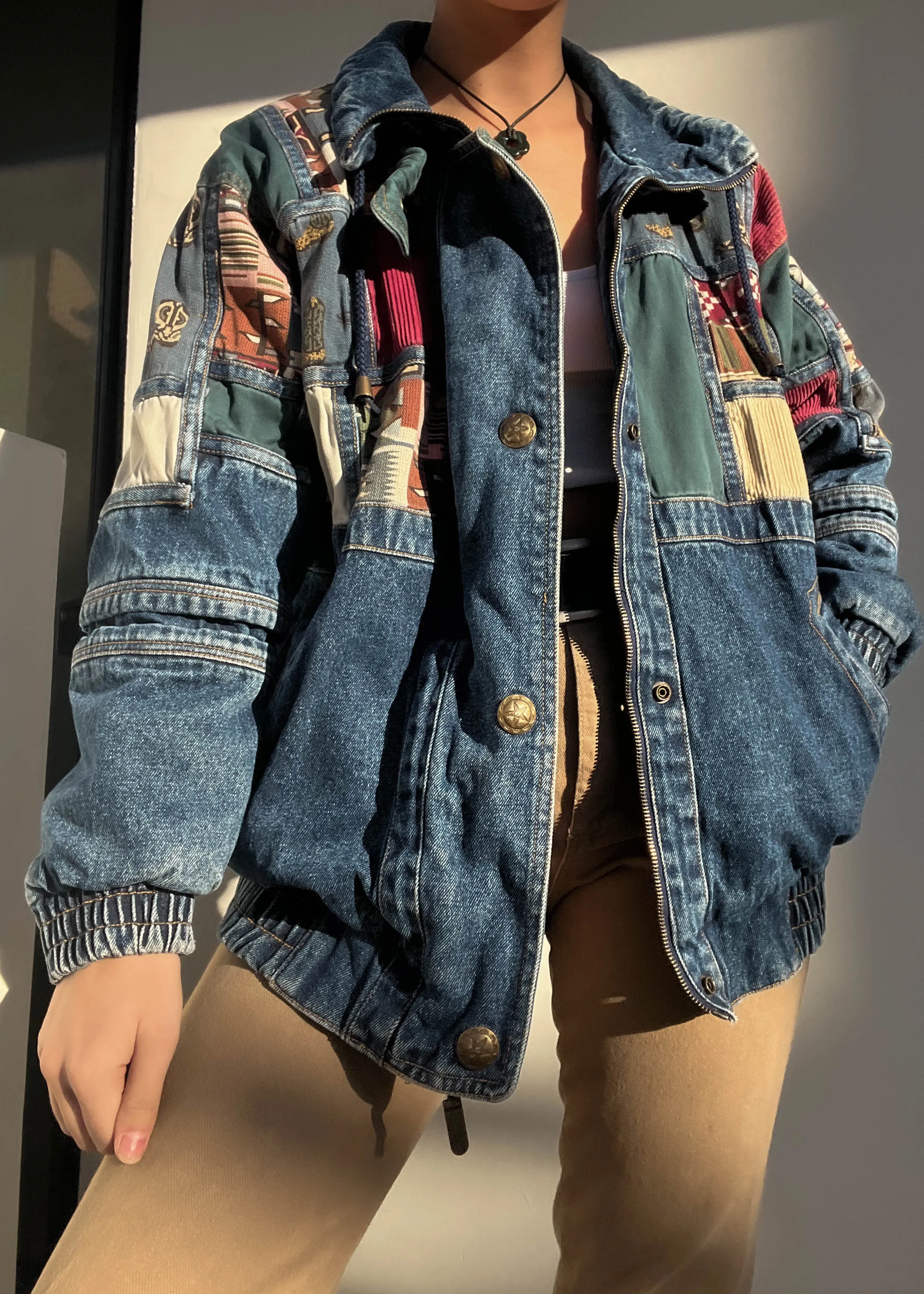 Vintage Patchwork Denim Jacket (S)