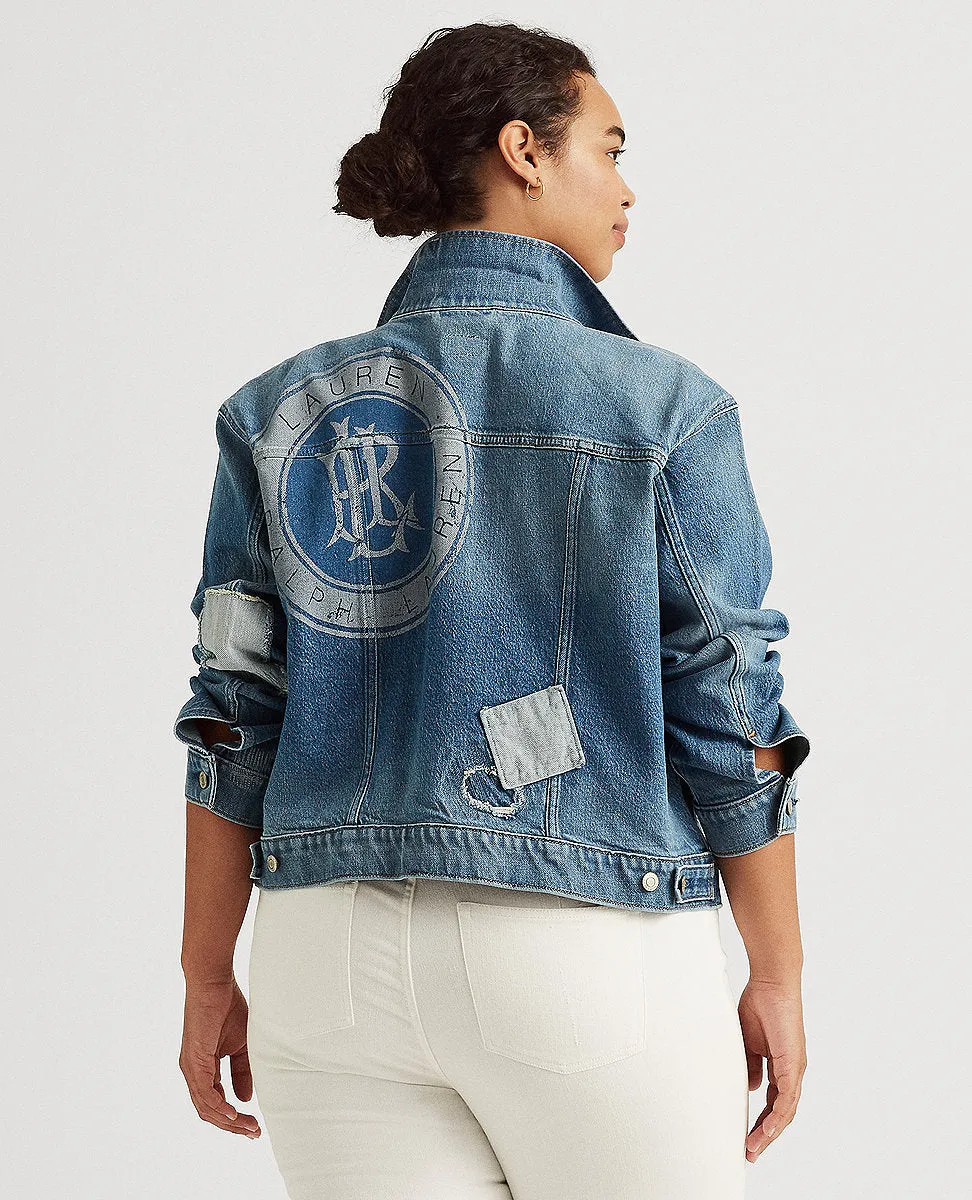 Woman Patchwork Denim Jacket In Blue